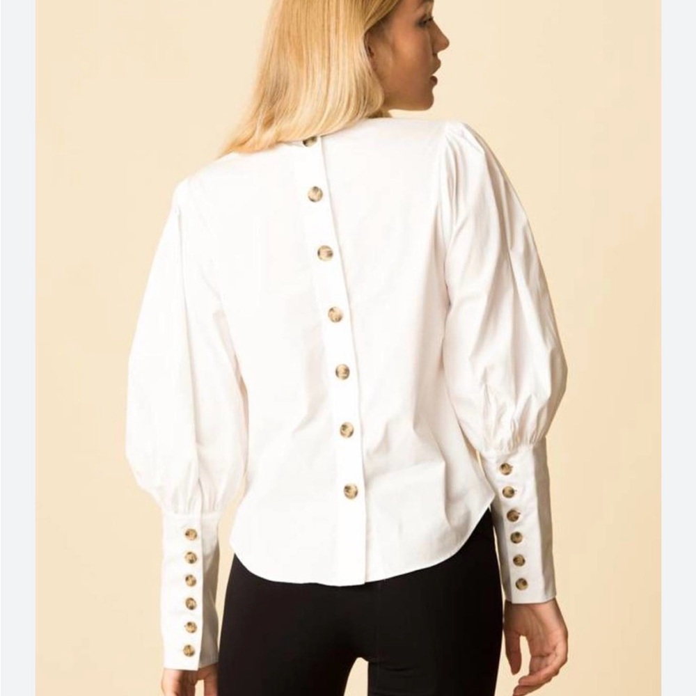 VERONICA BEARD Clarke White Button-Back Women's Top Size 6 $295